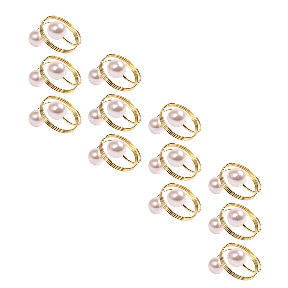 

12pcs Pearl Buckles Pearl Napkin Buckles Reusable Napkin Holders Wedding Dinner Holders TableDecoration Event Gifts