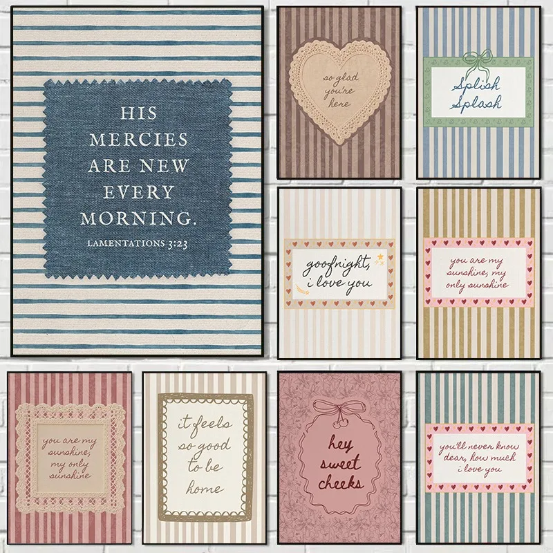 1pc frameless Canvas Painting Vintage Chic Positive Quotes Christian Morning Scripture Aesthetic Poster Canvas Painting Wall Pic