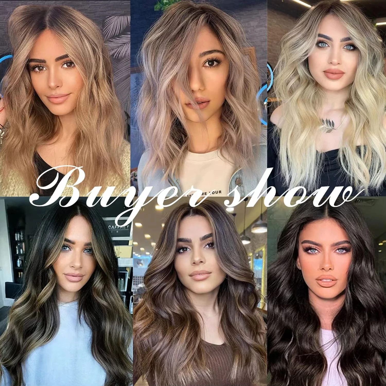 Synthetische 24-Zoll-Haarverlängerung mit 16 Clips, lange lockige Haarverlängerung, hitzebeständige Haarverlängerungsclips in Ombre, Schwarz, Braun, Blond, für Damen – Detail 4