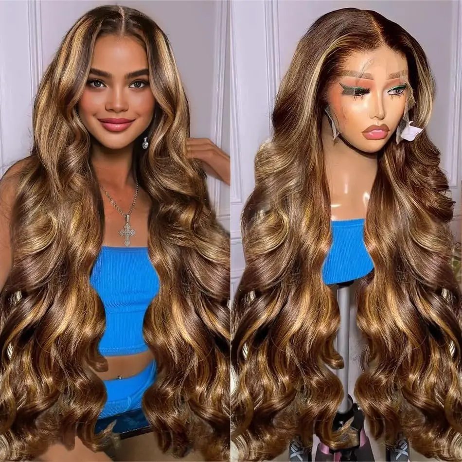 

Парик из натуральных вьетнамских волос HD P4/27 Highlight Body Wave, 13x4, с кружевной передней частью, 100% натуральные волосы, 5x5, омбре, цвет медово-блонд