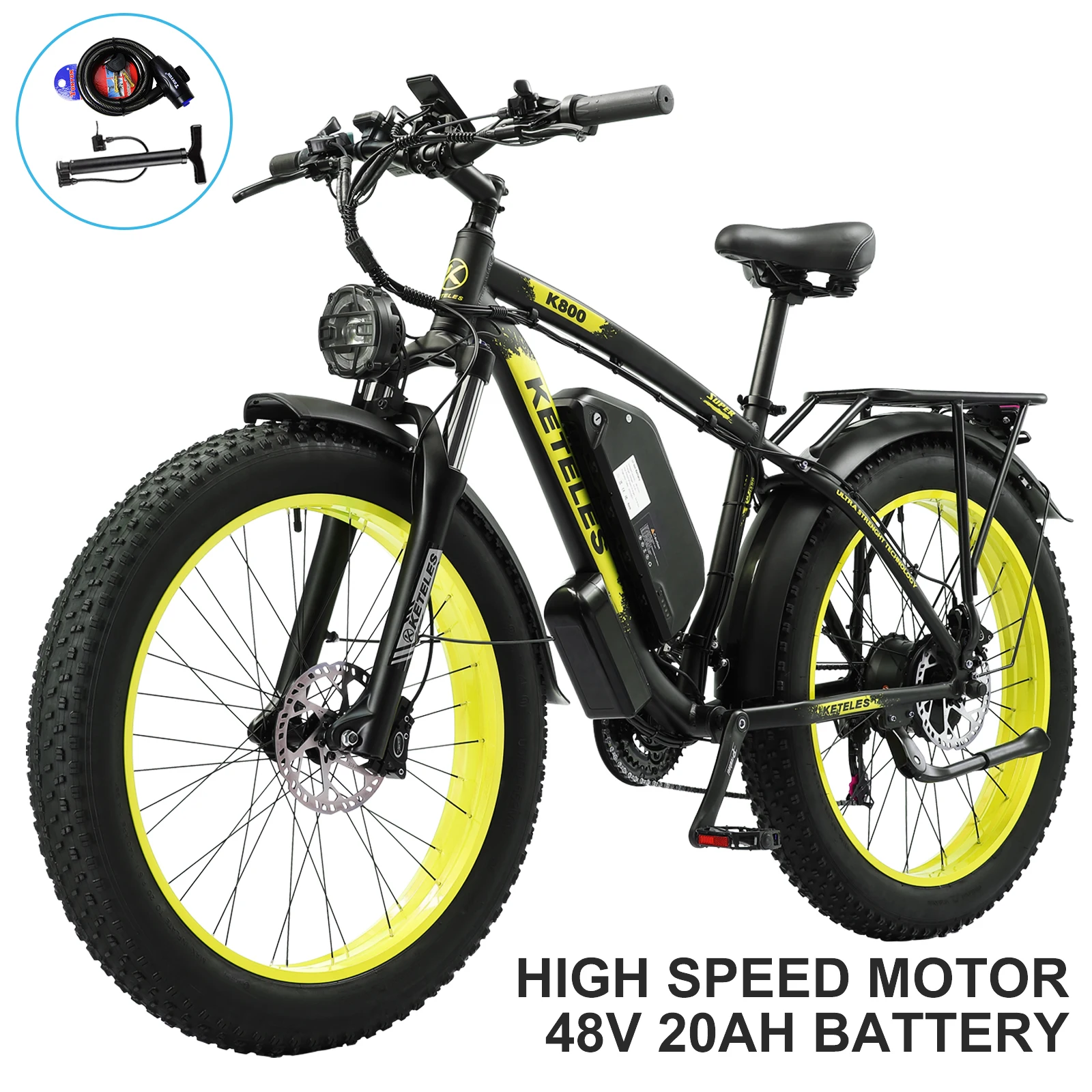 KETELES 26'' Adult Electric Bicycle 21-Speed E-Scooter with 48V 20AH Removable Lithium Battery PEEK 2000W Powerful Brushless Motor 28mph up to 55 Miles Full Aluminum Frame