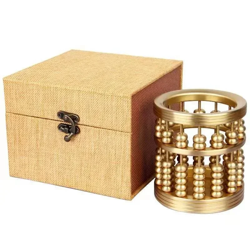 Study Four Treasures Office Decoration Stationery Supplies High-end Exquisite Creative Brass Abacus Pen Holder