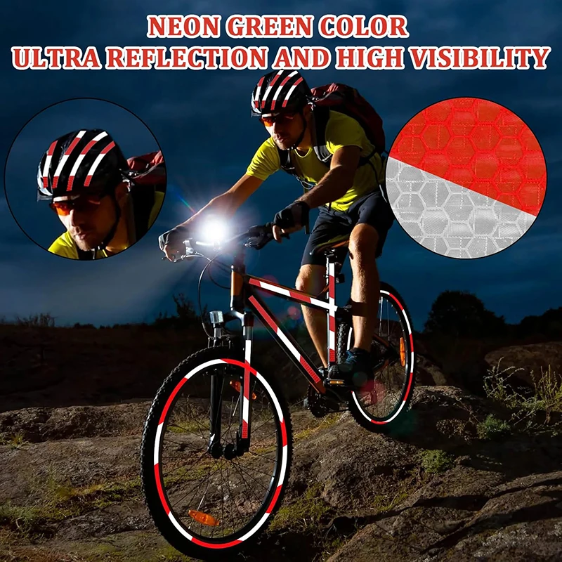 Roadstar Reflective Tape Red And White Strip Waterproof Outdoor Bicycle Rim Reflector Warning Sticker Motorcycle Bike Decoration