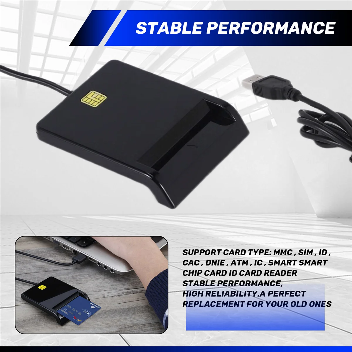 ABZW USB قارئ البطاقات الذكية لبطاقة البنك IC/ID EMV قارئ بطاقات جودة عالية لنظام التشغيل Windows 7 8 10 لينكس OS USB-CCID ISO 7816