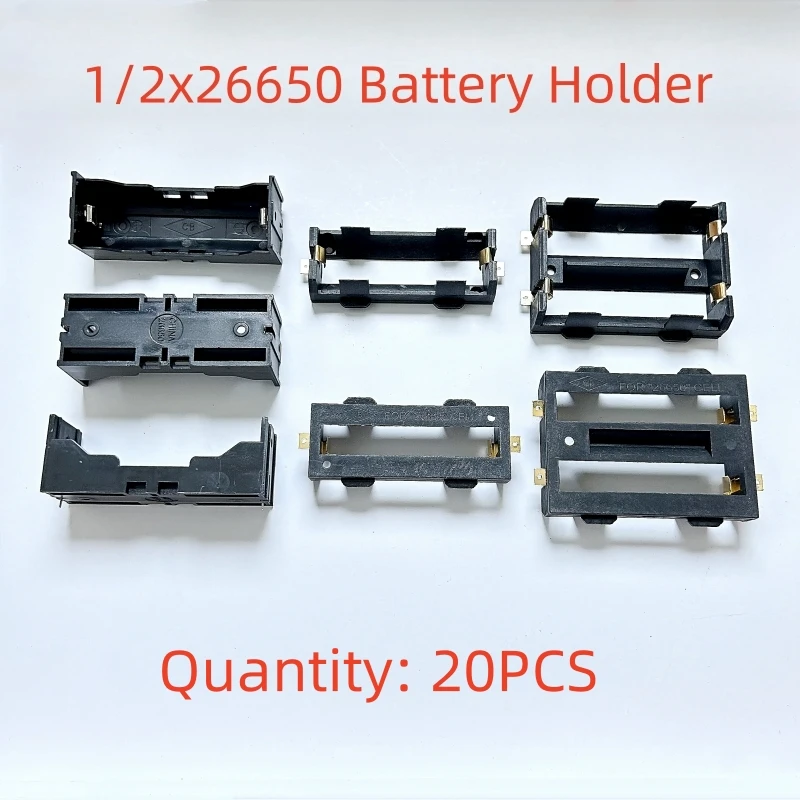 20PCS 1S 2S 26650 Battery Holder SMT Batteries Case Storage Box 1 2 Slot 26650 DIY Rechargeable Battery Shell with Pin