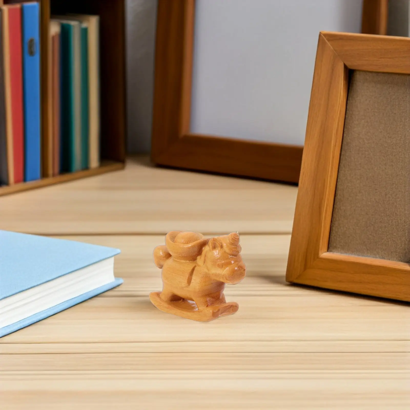 Chinese Zodiac Wood Carved Horse Statue Mini Hand Carved Horse Sculpture for Home Office Desk New Year Decoration Ma Nian Craft
