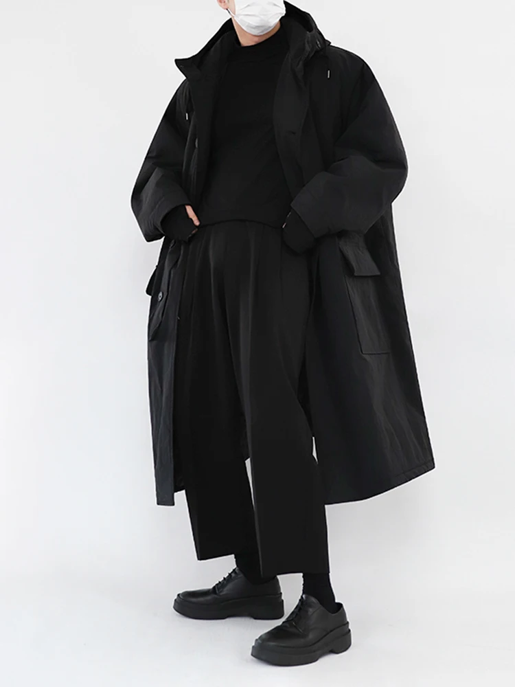 MRCYC Men\'s Mid-Length Thickened Cotton Jacket Hooded Coat Korean Style Casual Wear Resistant Polyester Fiber Fill