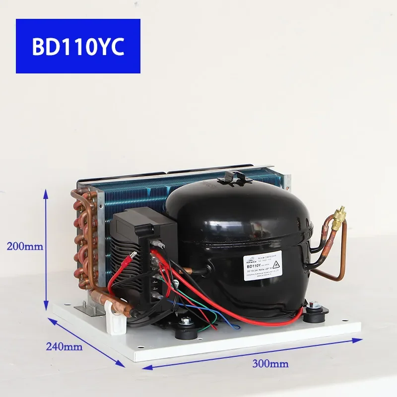 BD110YC-R600a-12V24VDC compressor condensing unit refrigeration unit air-cooled refrigerator freezer unit