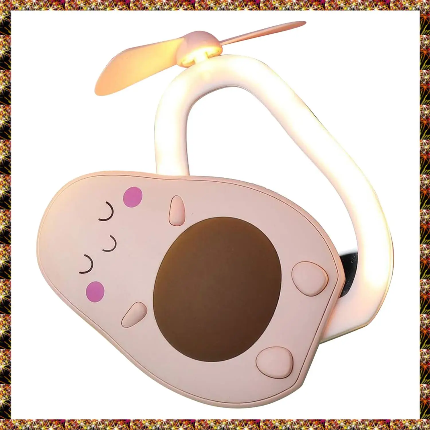 BTCL Mini espejo de maquillaje LED y ventilador 2 en 1 ventilador de mano con carga USB portátil práctico en forma de aguacate lindo integrado