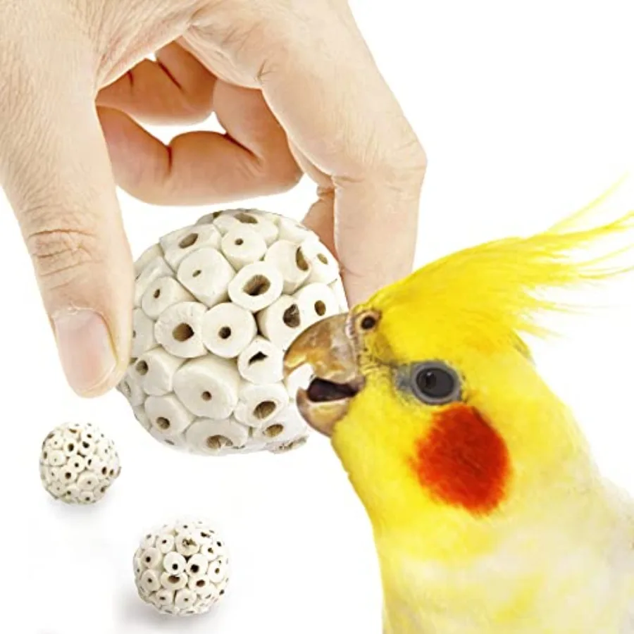 Foraging Balls For Small Pets, White Soft Shred Material, 2-Inch Size, Promotes Natural Chewing And Foraging Behavior
