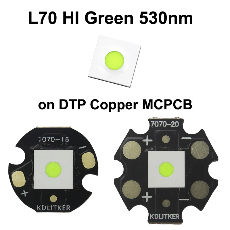 

L70 HI Green 530nm 30W 8A 2200 Lumens SMD 7070 LED Emitter Flashlight DIY Bead Hunting Torch High Power