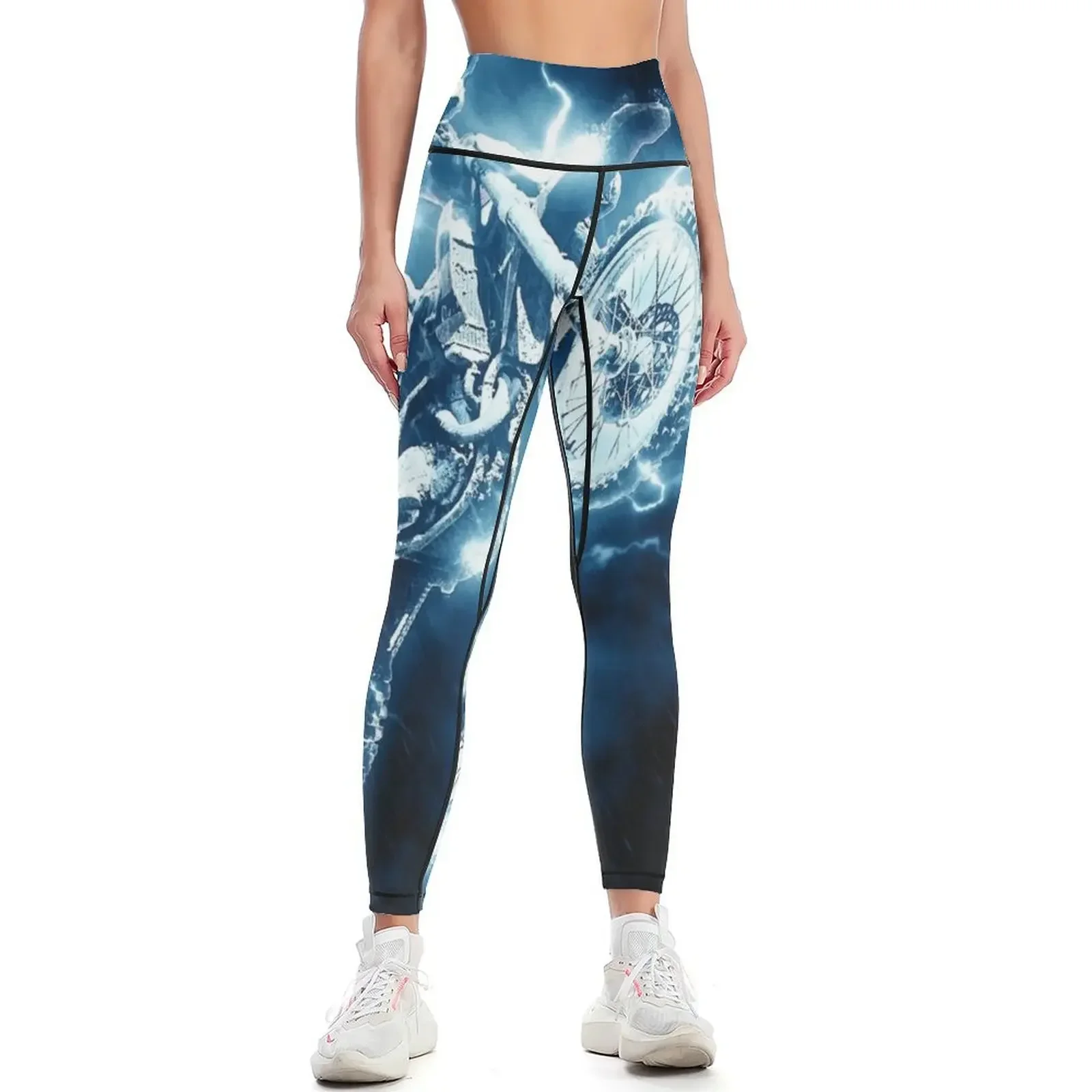 

Motocross Stunt Jump Electrifying Leggings push up tights for Female legging pants gym clothing Womens Leggings