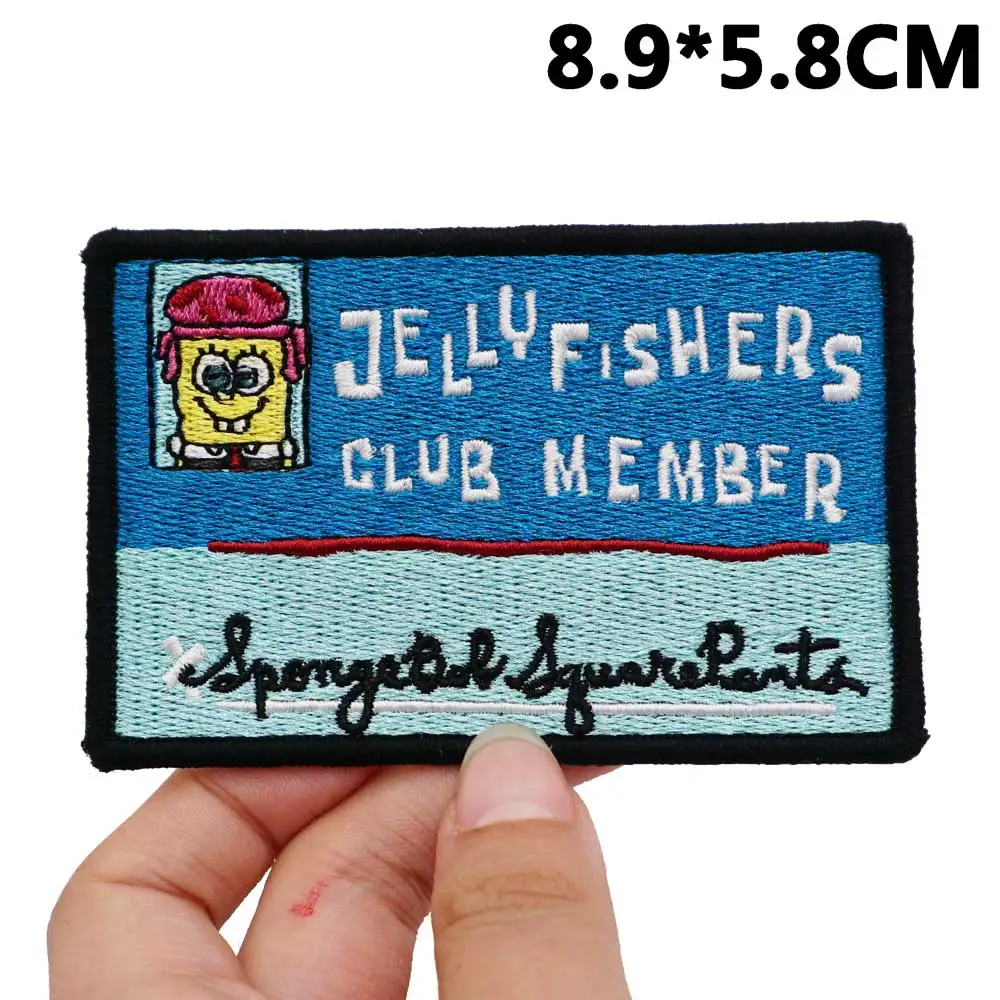 Jellyfish Club  Embroidered Patches Applique Sewing Label punk biker Band Rock Clothes Badges with hook backing