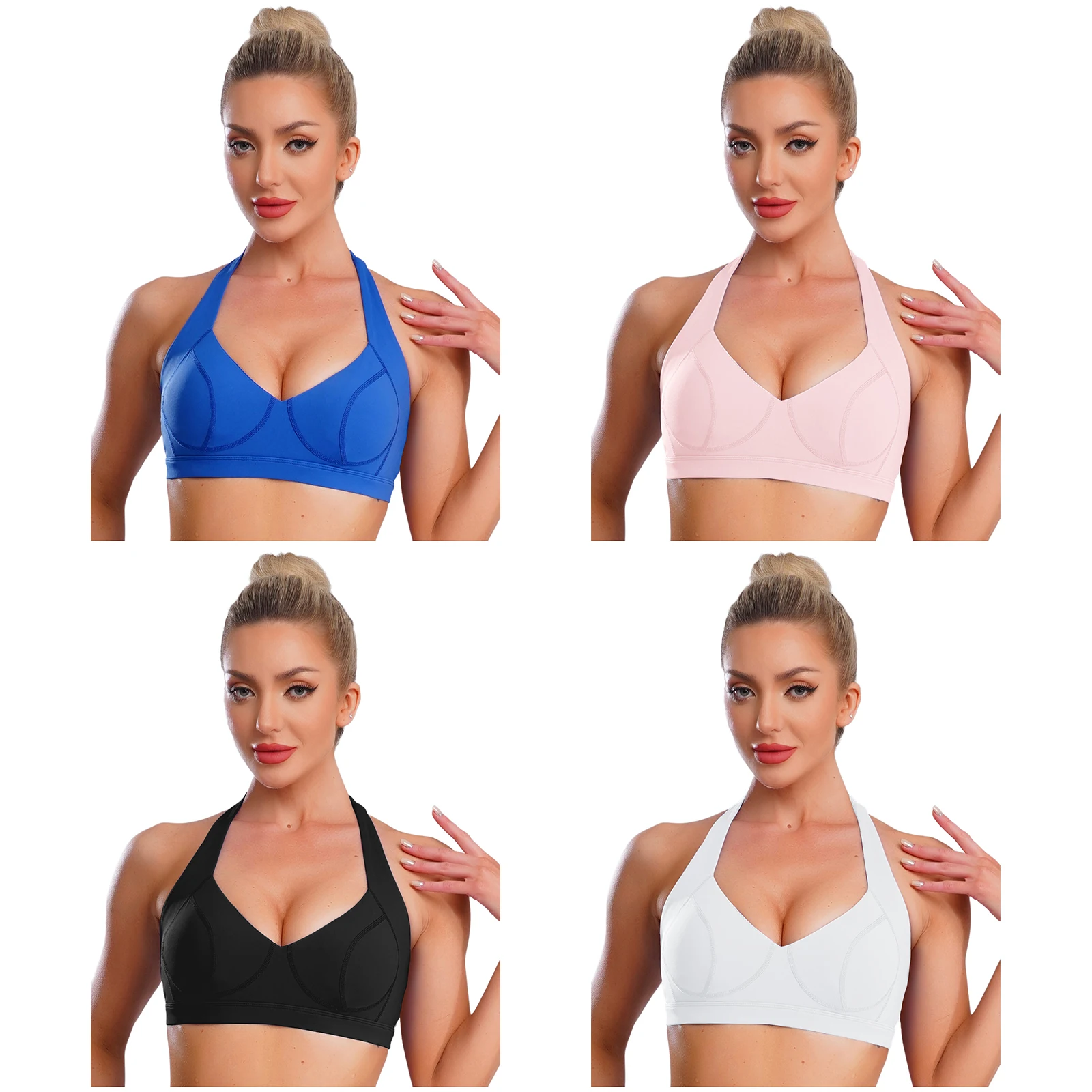 Reggiseno sportivo da donna ad alte prestazioni con cavezza e imbottiture regolabili Gilet senza schienale traspirante Allenamenti Palestra Yoga Canotte atletiche