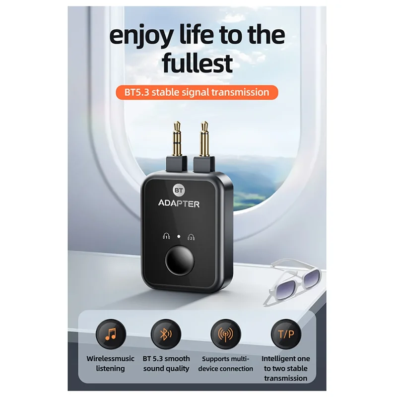 CJSD-New Bluetooth Launcher Two -In -One 5.3 Non -Destructive Headset Aircraft Plug Audio Conversion Adapter 3.5Mm AUX