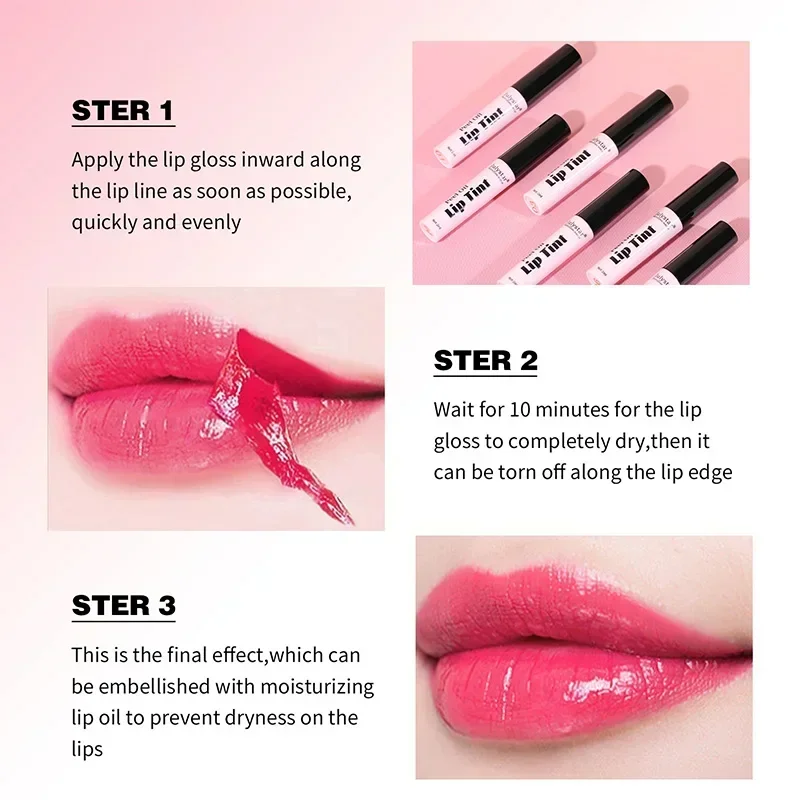 6 colori Peel Off Liquid Lipstick Waterproof long lasting LipGloss Mask Moisturizer Tear Pull Lip Lint trucco cosmetico Maquillage