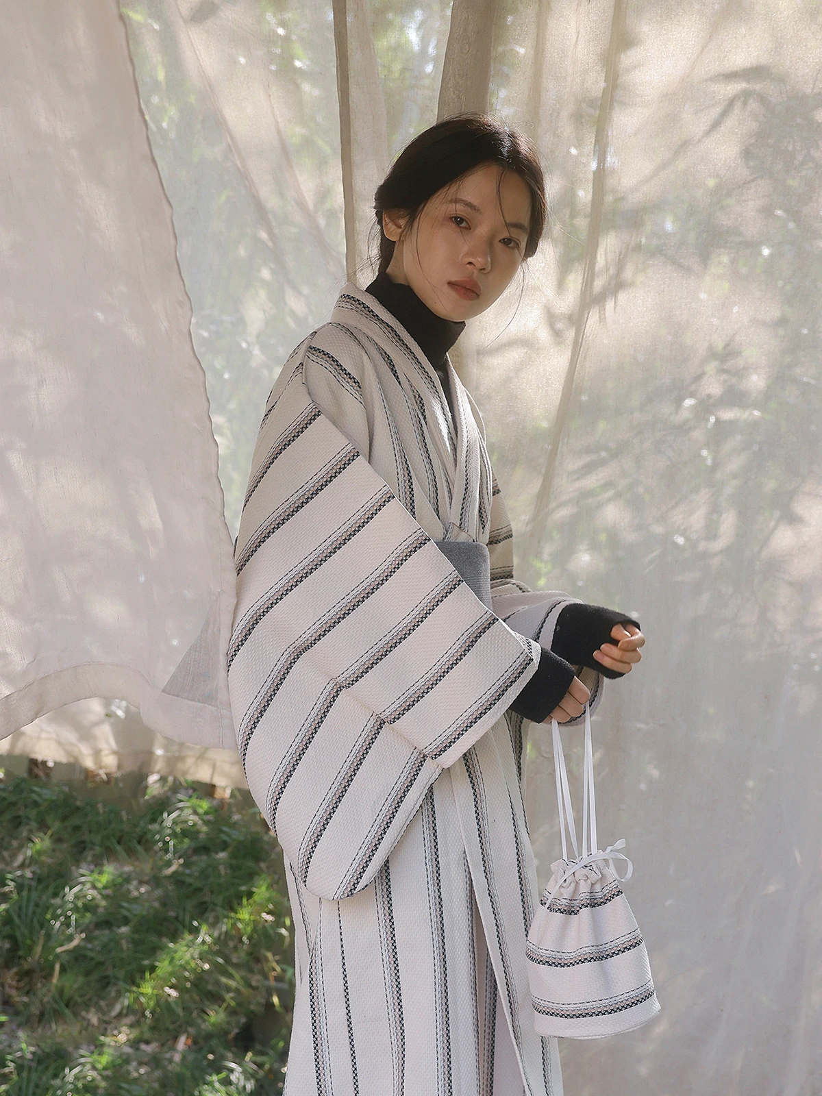 Japanese Retro Style Striped Women's Kimono Dress Modified Yukata Photography Dress Cosplay Costume