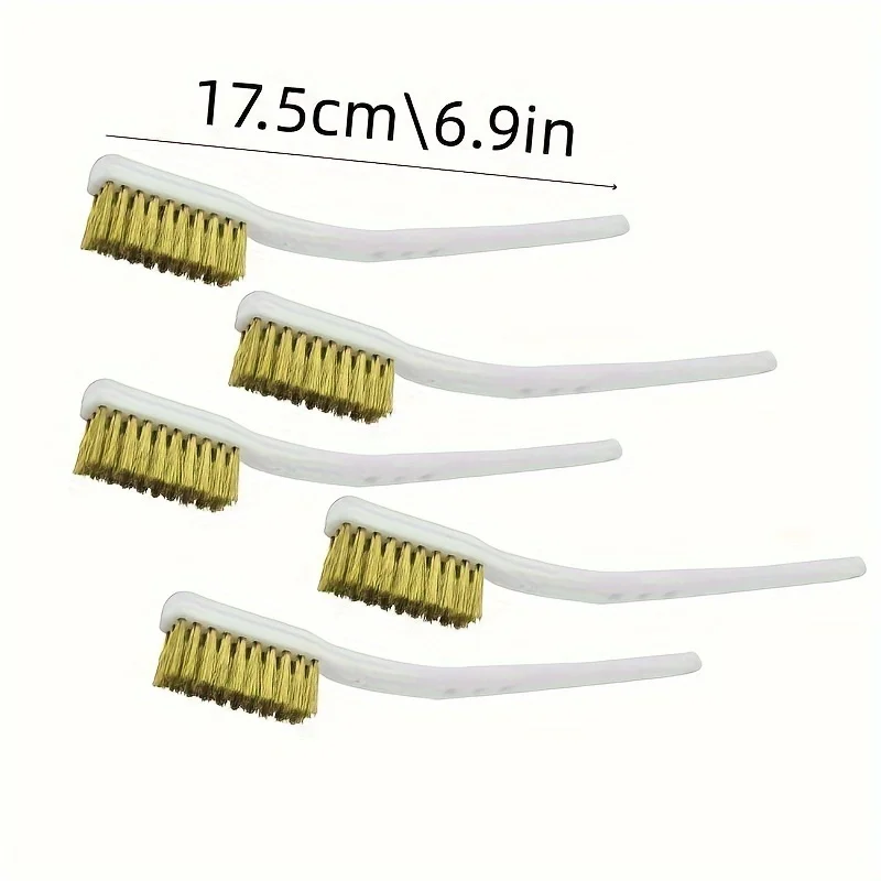 5Pcs 175mm Brass Wire Brush Mini Paint Rust Remover Steel Wire Brushes Industrial Metal Polishing Burring Cleaning Brush