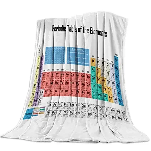 Periodic Table of Elements Science Blanket Flannel Throw  Ultra Soft Lightweight for Bed Living Room All-Season Chemistry