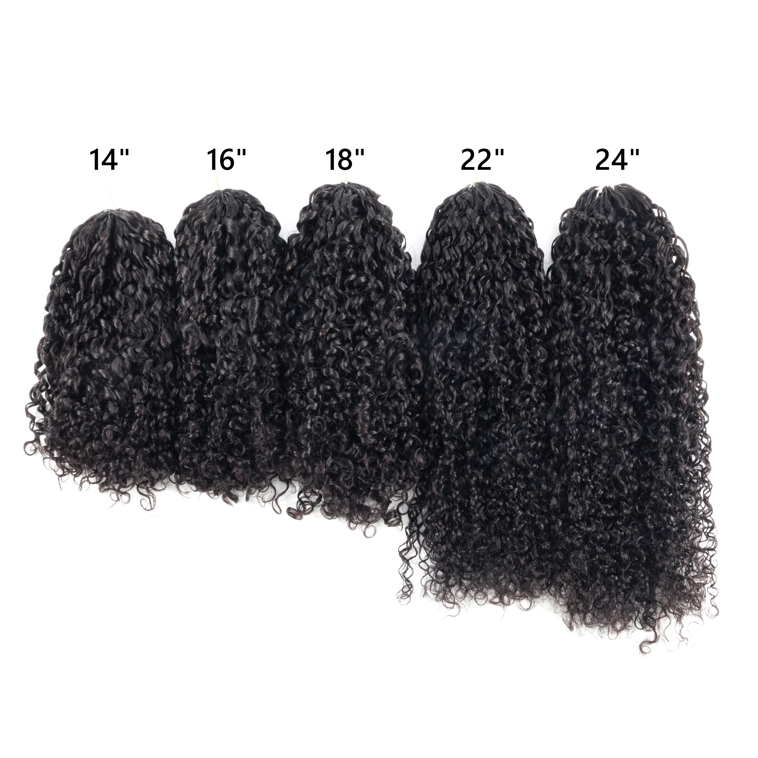 Knotless Small Spirals Curly Feather Crochet Hair Braid Human Hair Extensions Invisible Pre-Separated Pixie Curls Crochet Hair