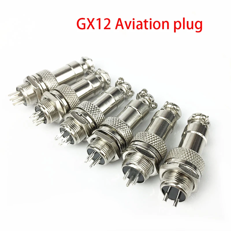 1 Set GX12 Nut Type Male & Female Electric Wire Panel Connector 2/3/4/5/6/7 Pin 12mm Circular Power Aviation Socket & Plug NEW