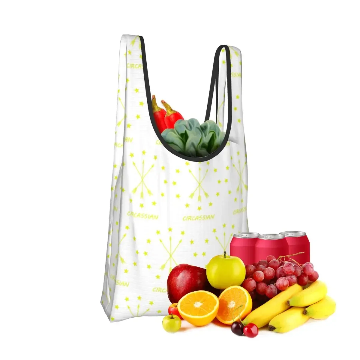 12 Stars Around 3 Arrows Adygea Flag Portable Tote Shopping Bags Foldable Shopper Bag Groceries Handbag Shoulder Bag