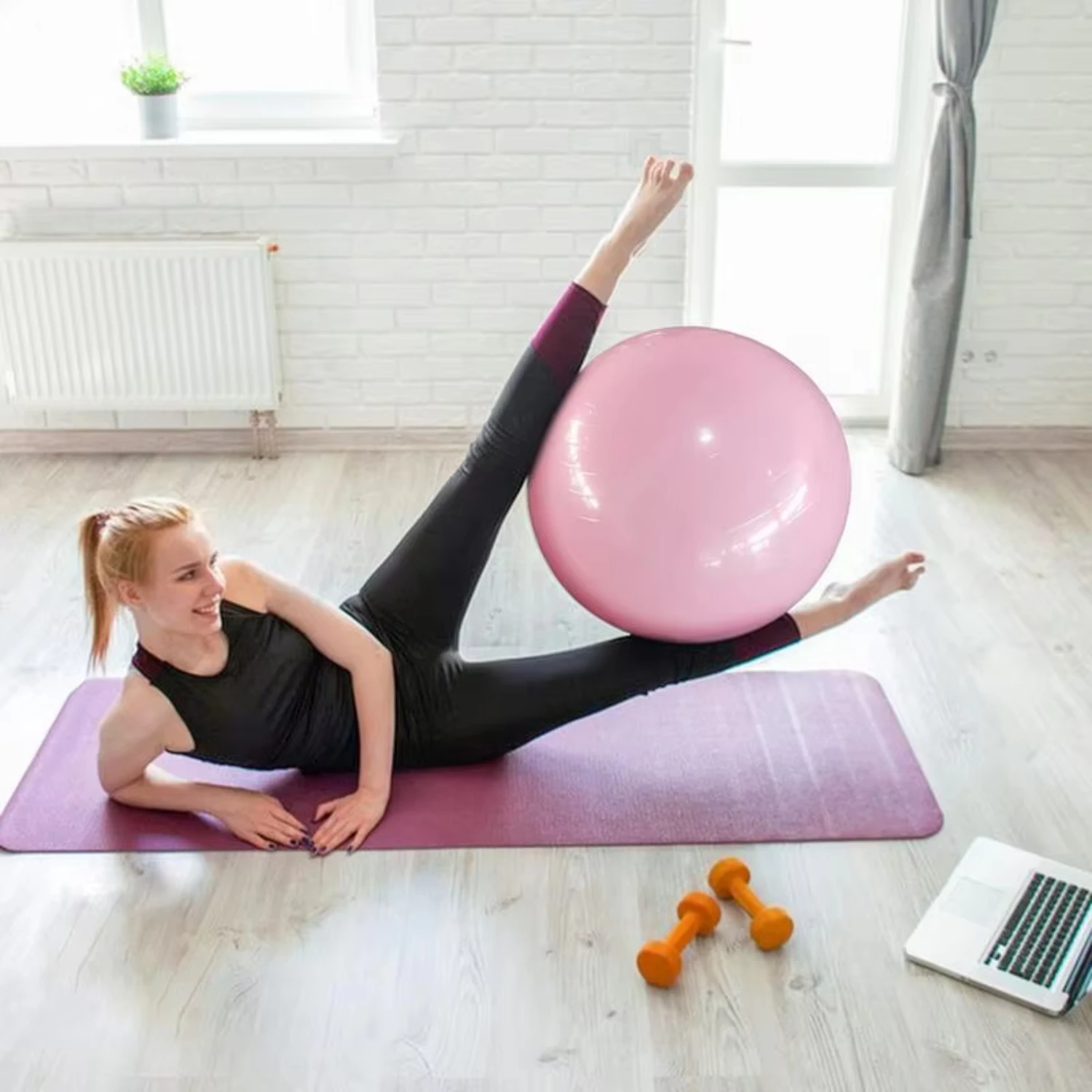 Pelota de equilibrio de Pilates, pelota de ejercicio físico antirotura, pelota de entrenamiento corporal de equilibrio, entrenamiento central, pelota de Yoga gruesa para embarazadas