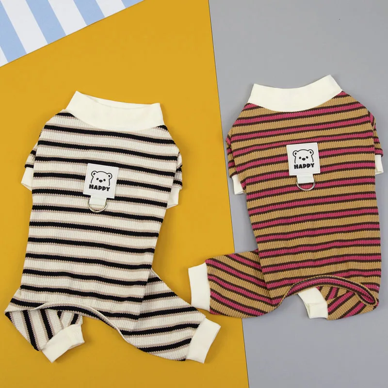 

Strips Dog Pajamas Jumpsuit Pullover Pet Clothes For Small Dogs Dachshund Shih Tzu Dog Costume Puppy Kitten Pyjamas Overalls XXL