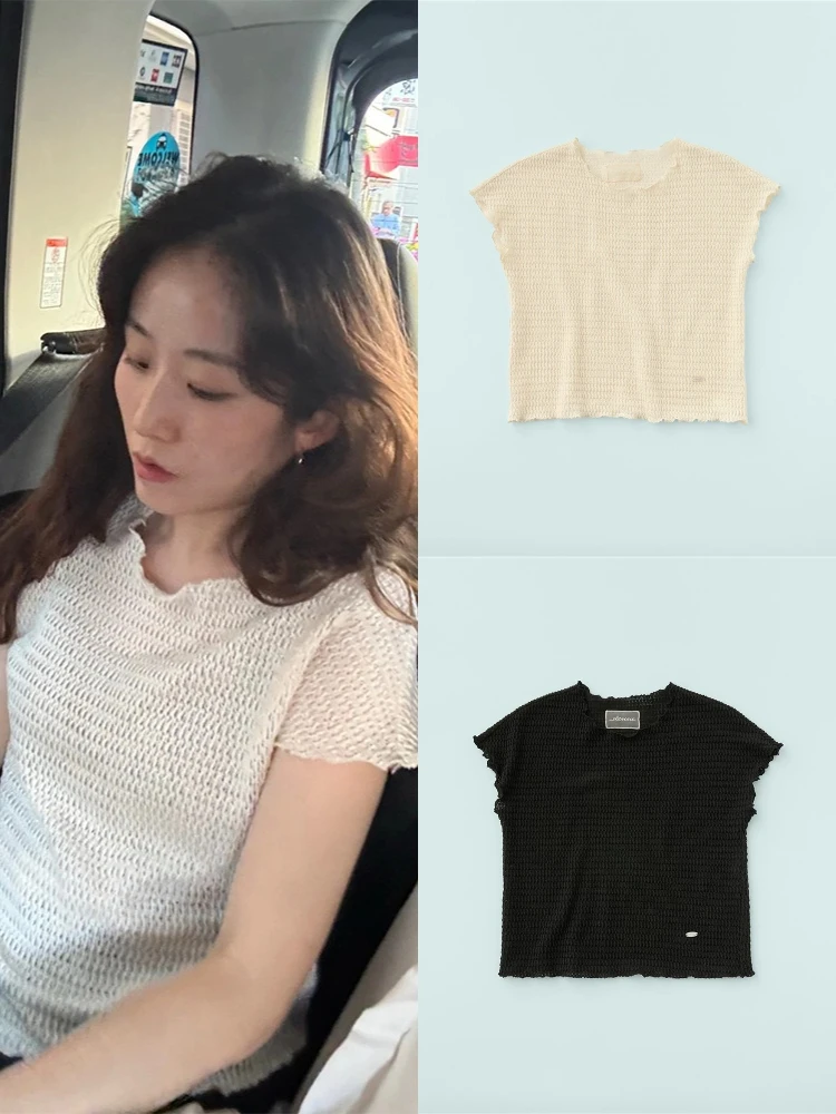 

Трикотаж с вырезами ор Све круглый Ne Тонкий дышащий летний женский топ Lazy Sle Ты очень моющийся...