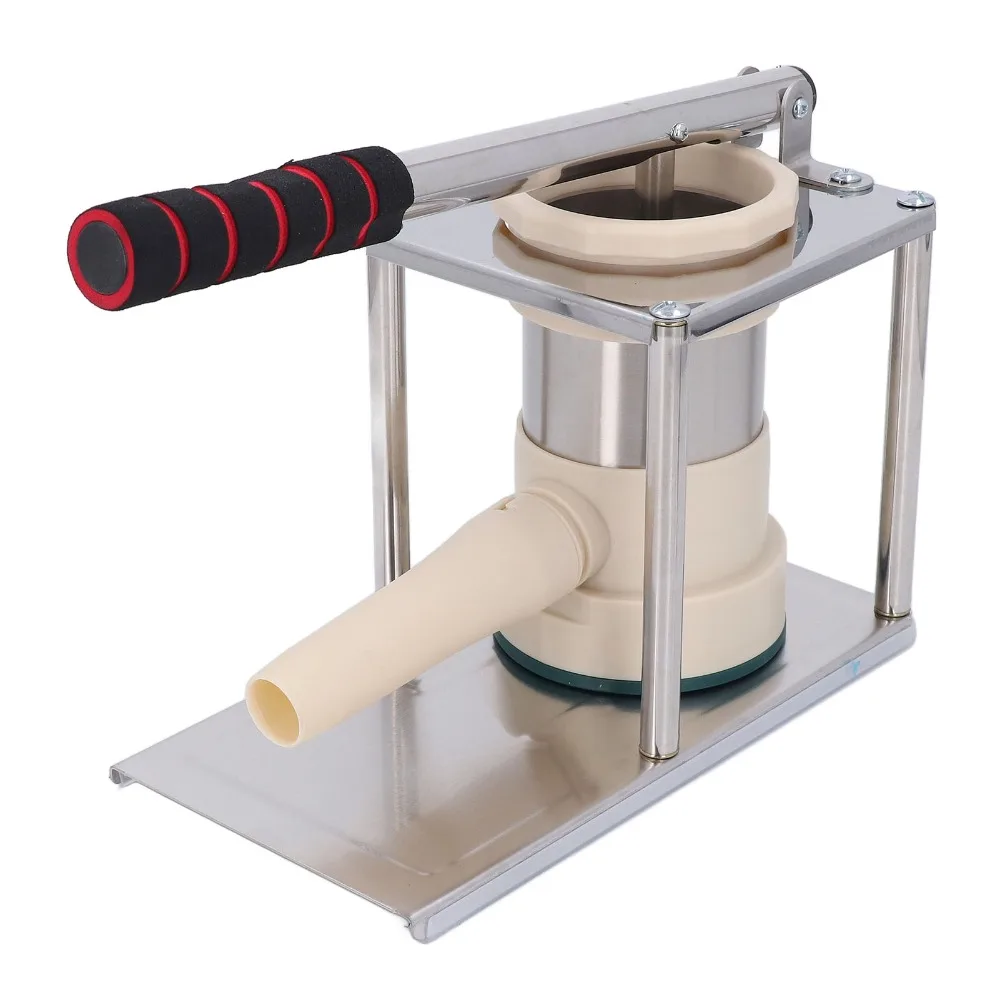 Stainless Steel Sausage Stuffer Machine Vertical Design Silver Manual Sausage Maker 4 Stuffing Tubes Easy Clean