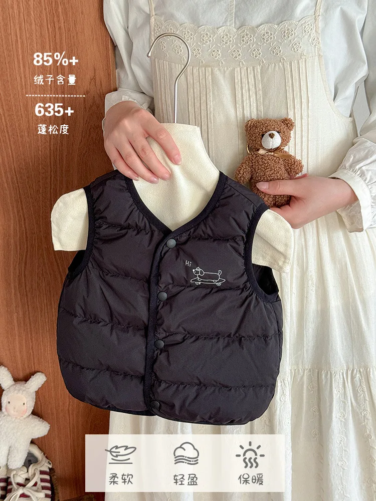 

Baby Autumn and Winter New Warm Clothes Boys White Duck Down Vest Baby Boys Lightweight Down Sleeveless Jacket aClass