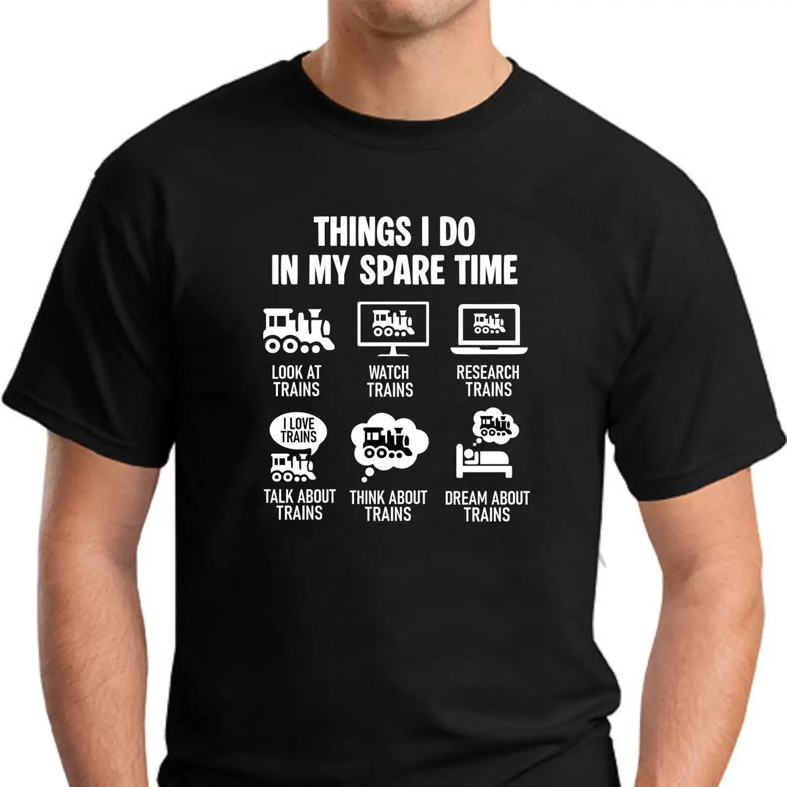 Things I Do in My Spare Time Trains T Shirt Men's Small 2XLarge vintage Washed Stretched homme Unisex designer clothes