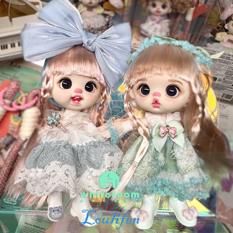 Luolifen Doll for Girl Gift Elf Princess Dress Little Fairy Cake Dress Set Flower Language Dream Blue Green Eyes Toy Accessories