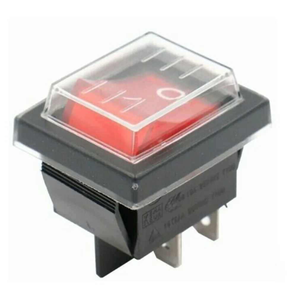 High Quality Rocker Switch Power Button 16A 250V 37*30*33mm 4 Pins ON/OFF Switch With Light With Waterproof Cover