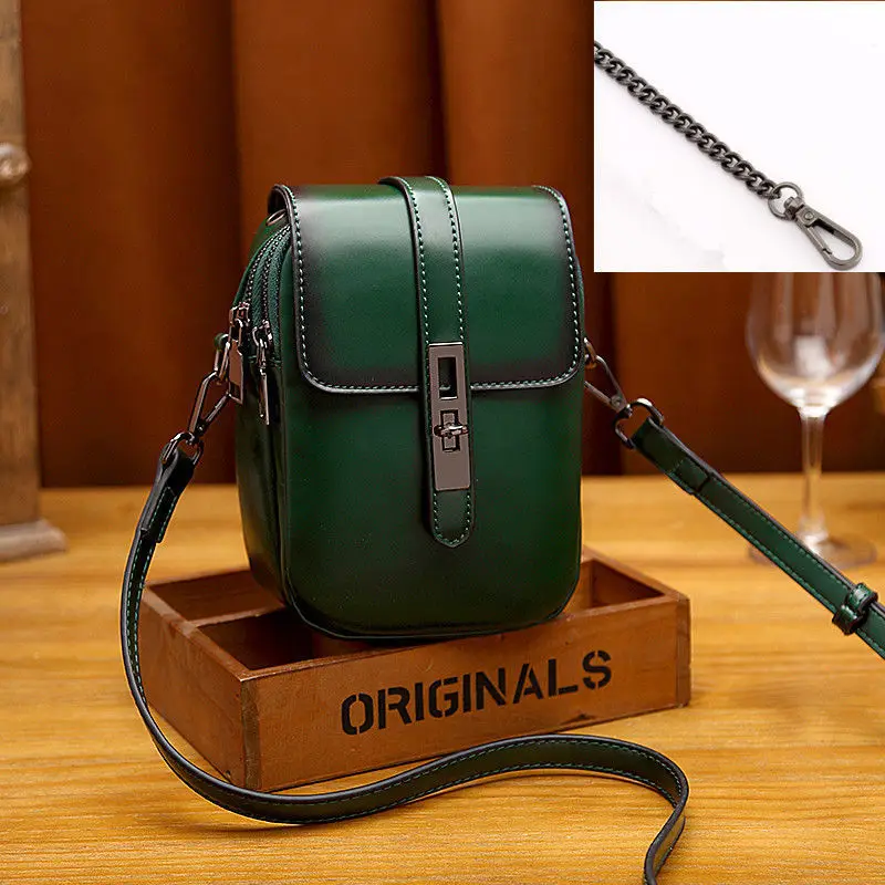 Leather shoulder bag women\'s fashion mobile phone bag sheepskin contrast color messenger bag women\'s small square Bags For Women