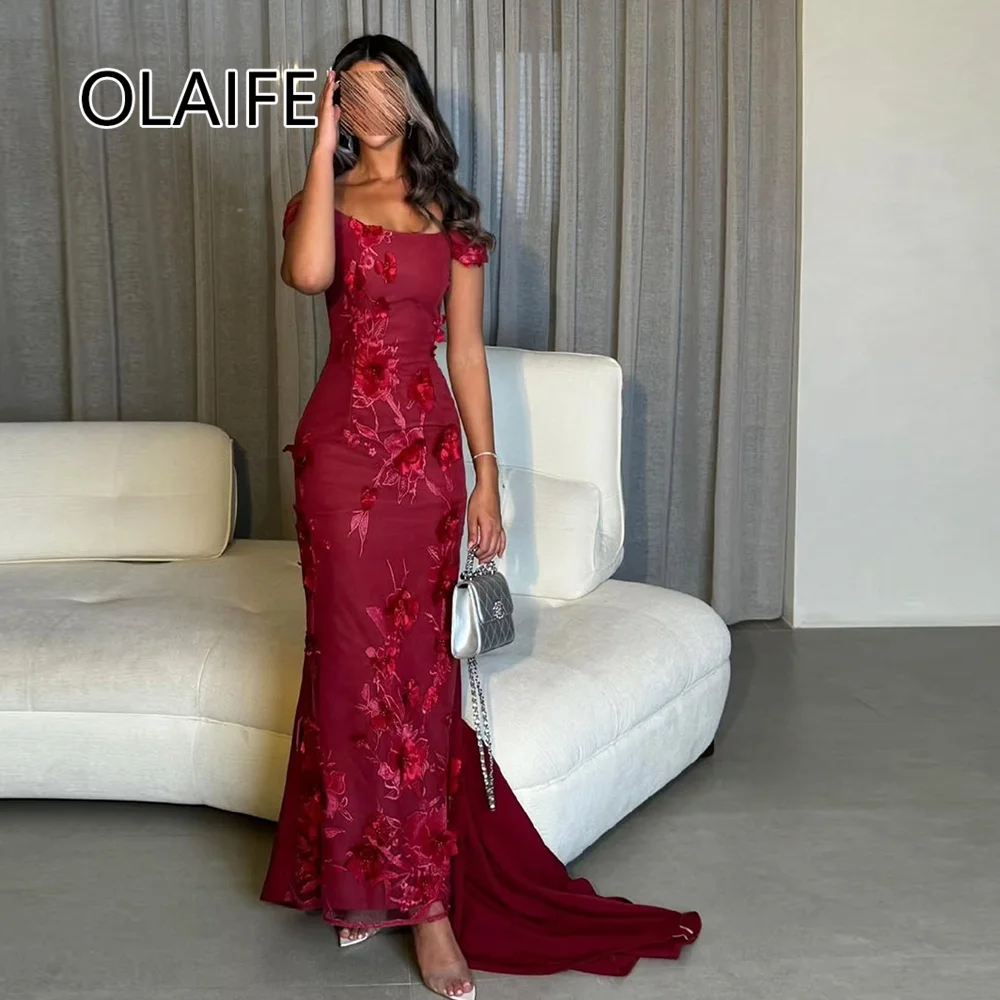 サテンの花嫁介添人ドレス,ボートネック,アップリケ付き,セクシーなレースのシース,スイープバック,アラビア語のイブニングドレス,カスタマイズ