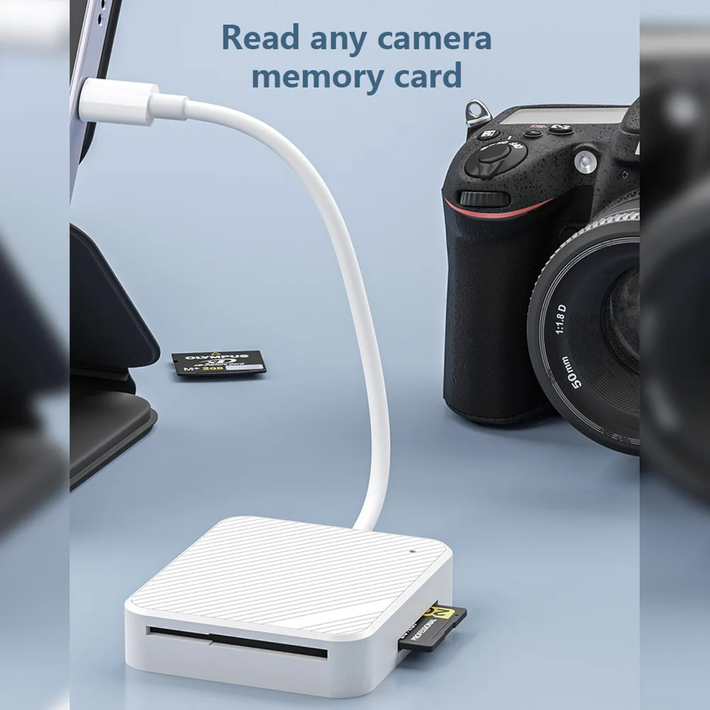 Adaptador de leitor de cartão de memória 4 em 1, tipo c relâmpago, mídia inteligente otg m2 sd sm xd, leitor de cartão para andriod, acessórios para celular