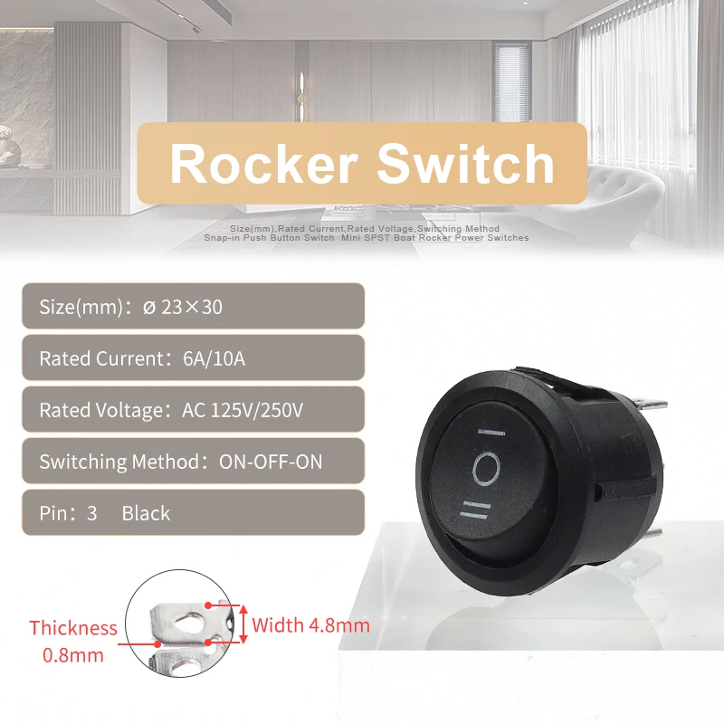 10PCS 23MM 2/3 Position ON-OFF /ON-OFF-ON Round Rocker Switch  Electrical Equipment With Light Power Push Button Switches