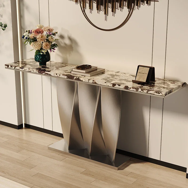 Light luxury natural marble Entrance Terrace High-end Villa Hotel Entrance Door Case Aisle Corridor End View Platform