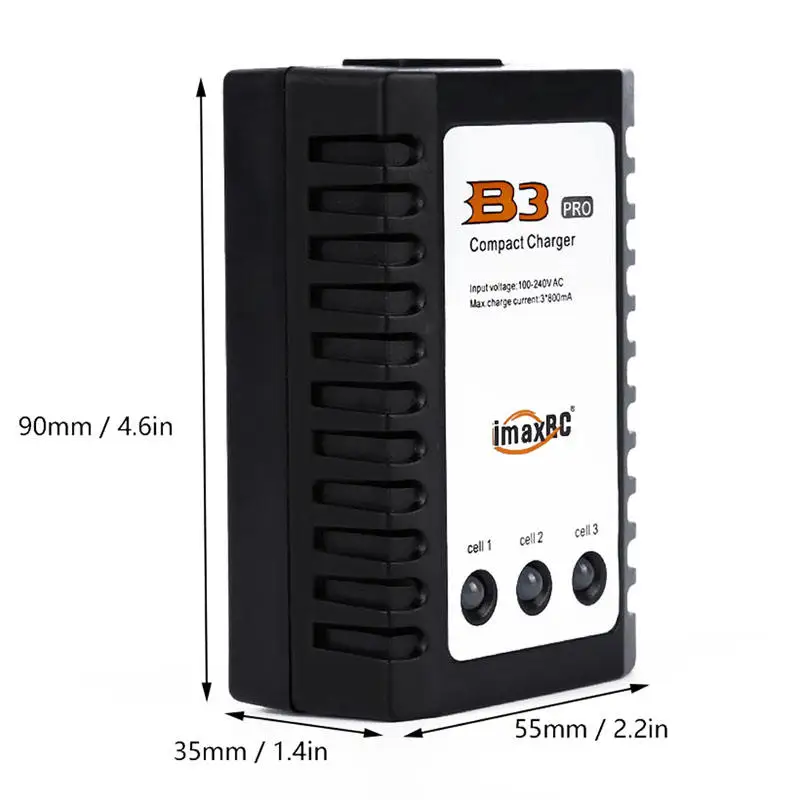 Imagem -03 - Carregador de Bateria de Equilíbrio Ac100v240v Imax b3 Pro Compacto 10w 2s 3s Lipo Carregador de Fonte de Alimentação para Helicóptero rc Bateria Lipo ue Eua