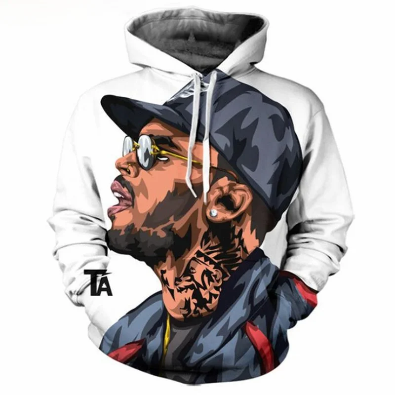 

New Fashion Jumper 3D Hoodies Cartoon Characters Singer Chris Brown Print Women/Men Hoodie Sweatshirts Hip Hop Clothing