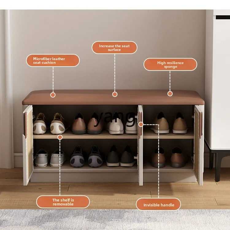 

LH light luxury household door can sit shoe cabinet integrated entrance solid wood storage stool
