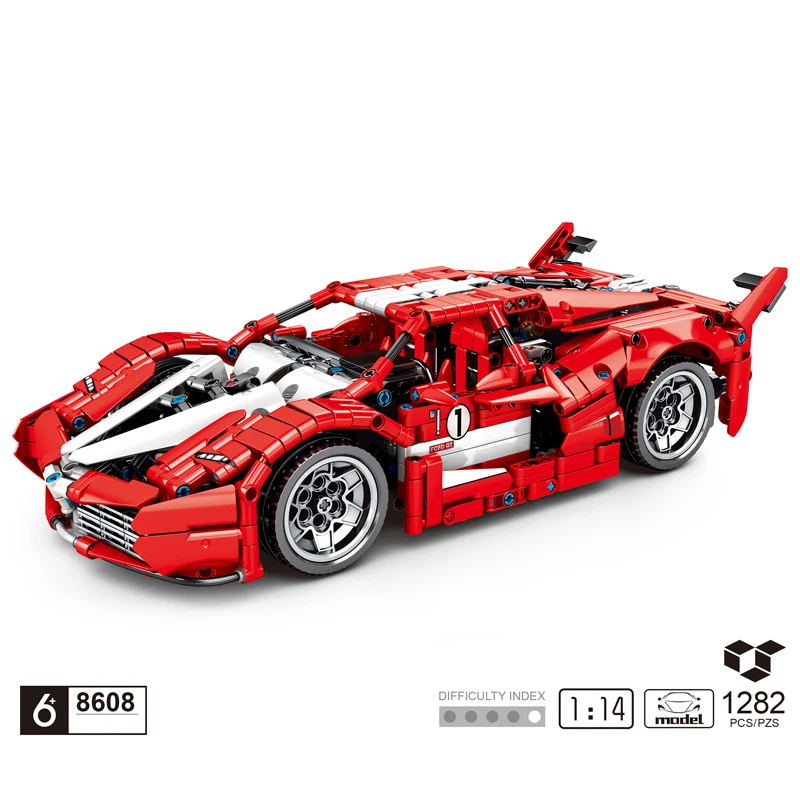 Technical 1:14 Scale Italia Horse Super Sport Car Building Block Fxx K Model Pull Back Vehicle Steam Brick Supercar Toy For Gift