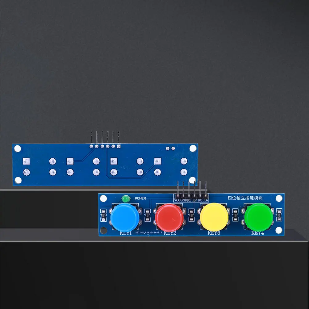 모자 및 LED 표시기가 있는 4개의 독립 버튼 키보드 모듈 키패드 모듈 Arduino 또는 Raspberry Pi용 고레벨 출력