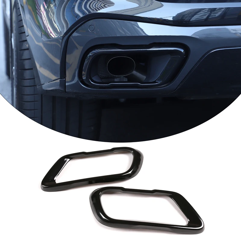 2Pcs Glossy Black Stainless Steel Car Exhaust Muffler Pipe Tip Cover Trim For BMW X5 G05 X6 G06 X7 G07 2019-2025 Accessories ﻿