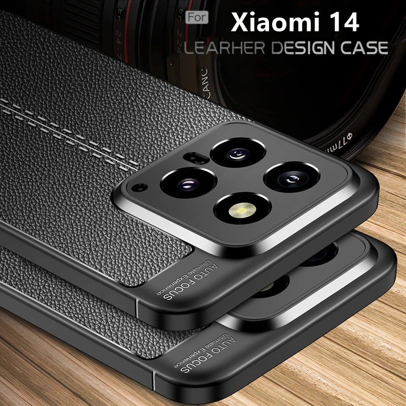 For Xiaomi Mi 14 Case Cover Mi 14 Pro Capa Armor Shockproof High Quality Phone Bumper Back TPU Soft Leather Fundas Xiaomi 14 Pro