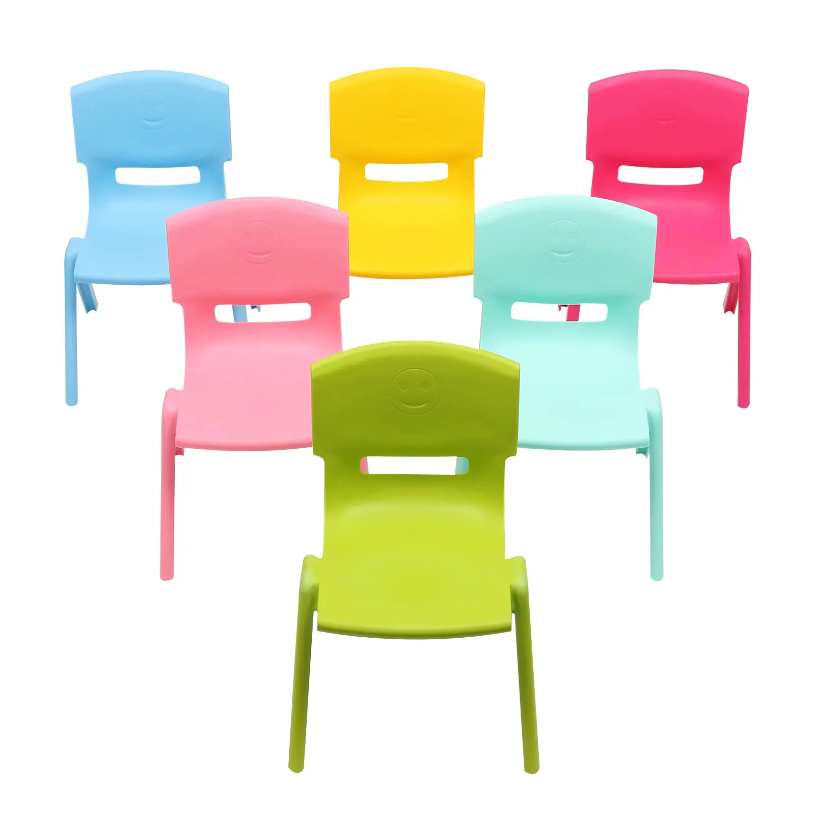 6 Pcs Colorful Stackable School Chairs with 11Inch Seat Height Colorful Plastic Classrooms Chair Stacking Stools Kids Learning C