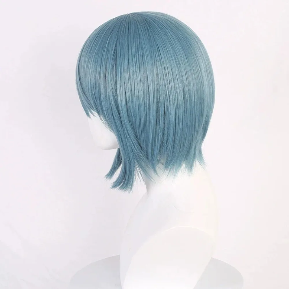 Peruka Cosplay Magiczna Dziewczyna Little Round Saya Jia Meishu Saya Fragrance Jasnoniebieska Bobo Krótkie Włosy z Wewnętrznym Guzikiem Peruki Postaci z Anime