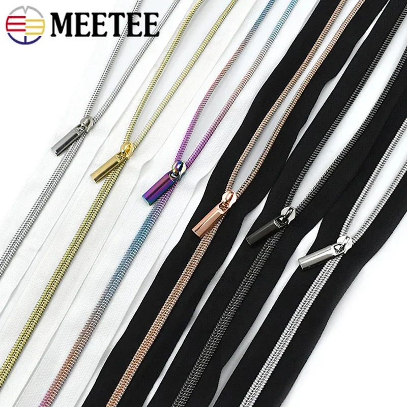 2/5/10M 3# 5# Meetee Nylon Zippers for Sewing Bag Zips Slider Pulls Replacement Zipper Closures Garment Zip Repair Accessories