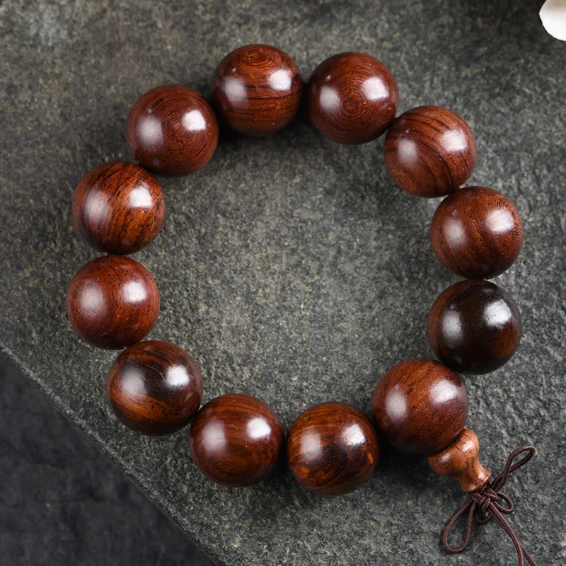 Laotian red bracelet, colored rosewood , hand-held Buddhist prayer beads for men and